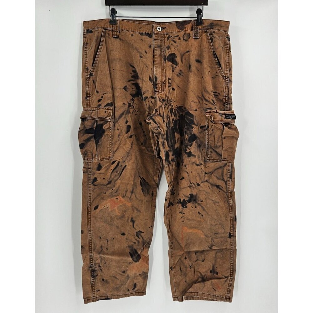 Wrangler Authentic Issue Brown Splattered Cargo Pants 40x32 100% Cotton